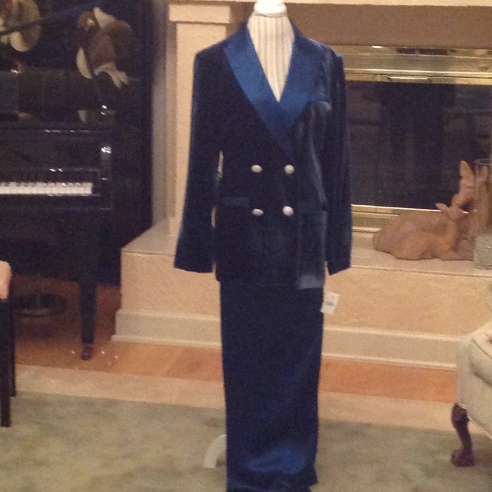 Velvet tuxedo suit.
